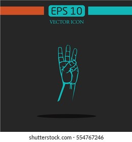 three fingers icon on dark background.logo design.graphic image.simple icon for web.