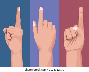 three fingers point set icons