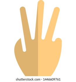 Three fingers raised hand gesture with back of the hand
