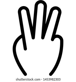 Three fingers raised hand gesture with back of the hand