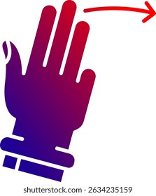 Design de ícone de vetor de linha direita de três dedos