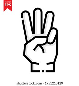 Three fingers sign vector design. Hand gestures symbol for your website design, logo, app, UI. Eps10 vector illustration.