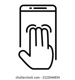 Three Fingers Tap Smartphone Gesture Outline Icon Design