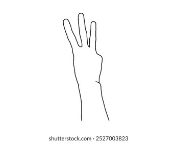 Drei Finger nach oben Vektor, Nummer 3 Vektor, 3 Fingersymbol, Handgeste, Finger nach oben Vektorbild, Handsymbol-Vektor.