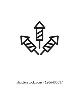 Three firecrackers line icon. Sparkle, firework, light. Fireworks concept. Vector illustration can be used for topics like festive, Christmas, festival