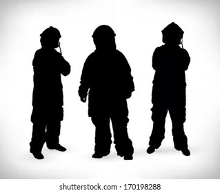 three fireman silhouette 