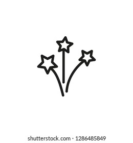 Three fireworks line icon. Sparkle, firework, light. Fireworks concept. Vector illustration can be used for topics like festive, Christmas, festival