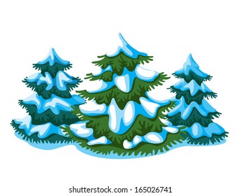 three fir-trees covered with sneny caps