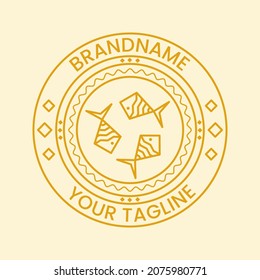 el concepto de logotipo de tres peces en línea circular. línea, elegante, logotipo vintage. adecuado para logotipo, icono, emblema, sello, símbolo o signo