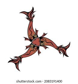 three fish connected in one head on a transparent background