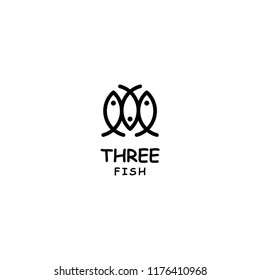 three fish logo designs on isolated white background