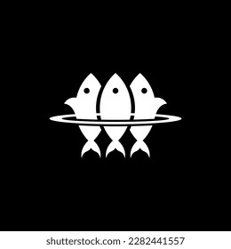 Three fish swimming space modern creative logo