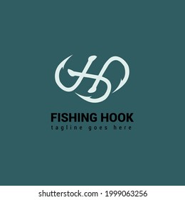 Three Fishing hook design template, Vector, illustration.