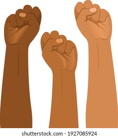 Three fists protesting for Black lives matter  movement