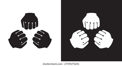 Three Fists in Triangle Formation Icon Silhouette