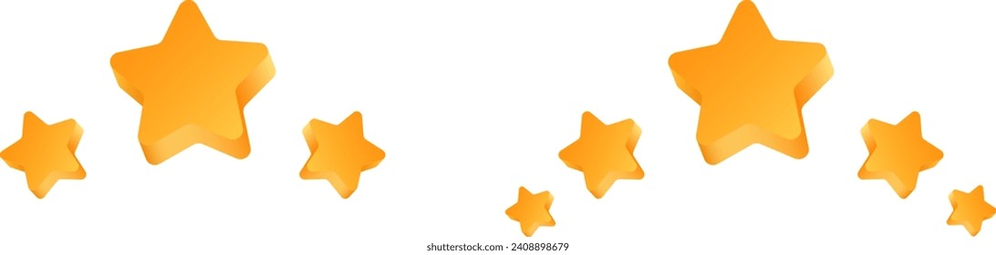 Escala de dibujos animados 3d de tres y cinco estrellas. Escala de comentarios de calificación de 3 ó 5