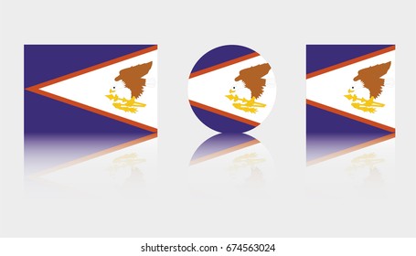 Three Flag Illustrations of the country of American Samoa