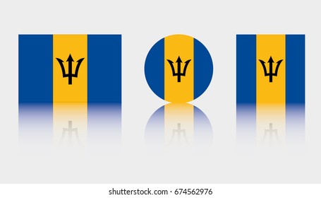 Three Flag Illustrations of the country of Barbados
