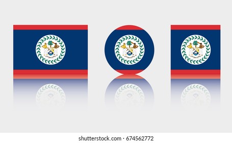 Three Flag Illustrations of the country of Belize