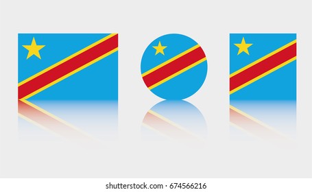 Three Flag Illustrations of the country of Democratic Republic of Congo