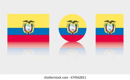 Three Flag Illustrations of the country of Ecuador