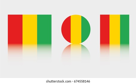 Three Flag Illustrations of the country of Guinea