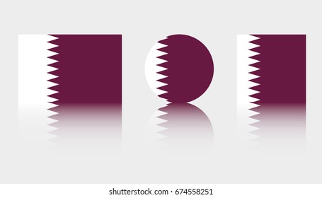 Three Flag Illustrations of the country of Qatar