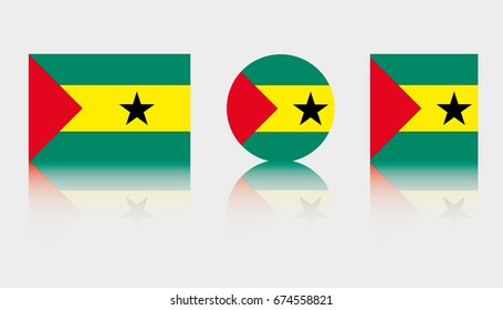 Three Flag Illustrations of the country of Sao Tome E Principe