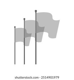 Ícone gráfico abstrato de três sinalizadores. Sinalizadores acenando no sinal de sinalizadores isolado no plano de fundo branco. Ilustração vetorial