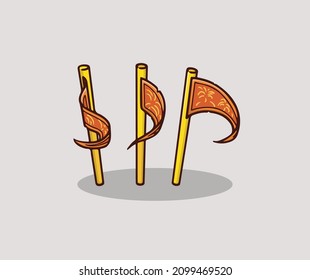 Three flags hand drawing illustration