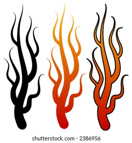 Three flame shapes with different colors. Use them individually or together. You can change colors easily