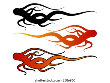 Three flame shapes with different colors. Use them individually or together. You can change colors easily