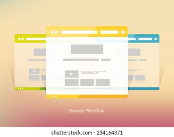 Three flat browser design templete