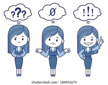 Three flat character women. Vector illustration