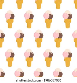 
Three flavors of ice cream seamless pattern on white background. apatizer background texture. It be perfect for fabric, wrapping, packaging, digital paper and more