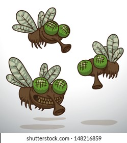 three flies, vector