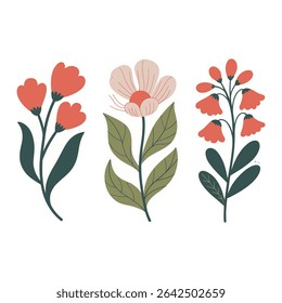 Three floral arrangements isolated on white background