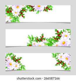 Three floral banners