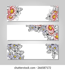 Three floral banners