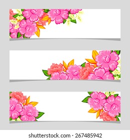 Three floral banners