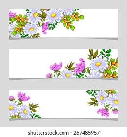 Three floral banners
