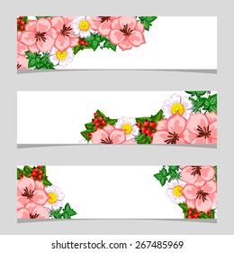 Three floral banners