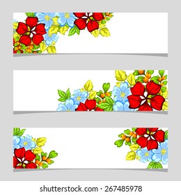 Three floral banners