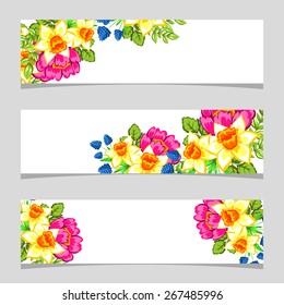 Three floral banners