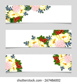 Three floral banners