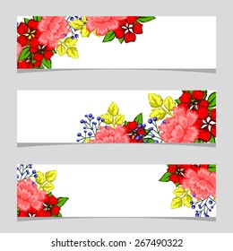 Three floral banners
