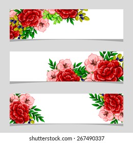 Three floral banners