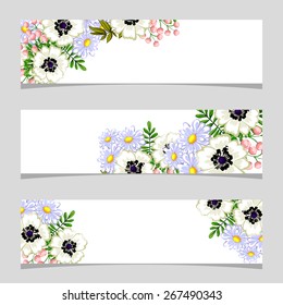 Three floral banners
