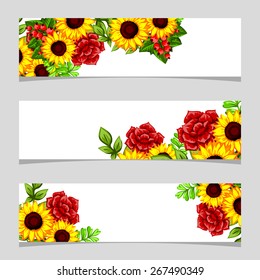 Three floral banners