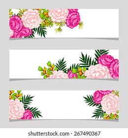 Three floral banners